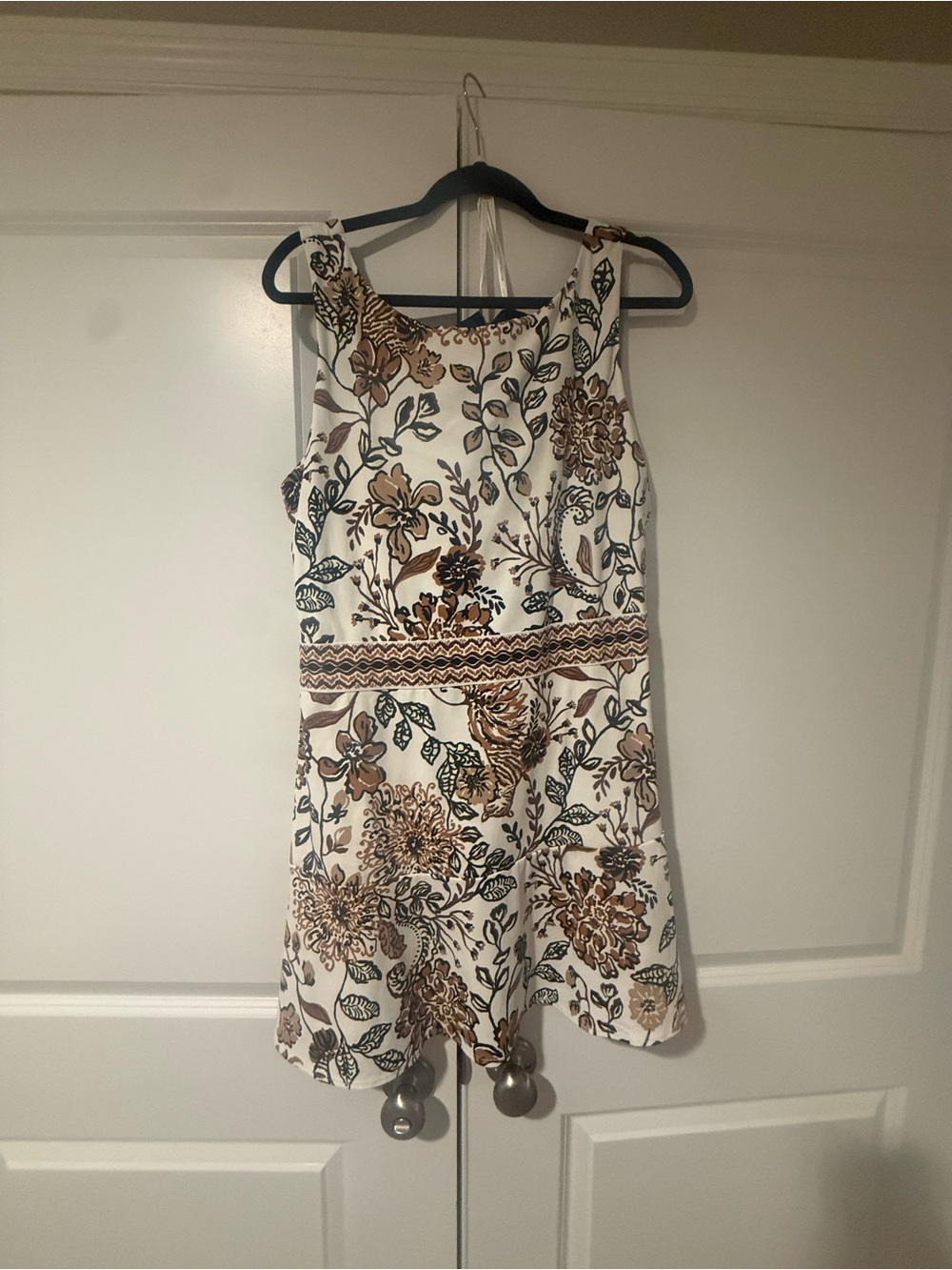 Lilly Pulitzer White Floral Mini Dress with Brown and Black Print